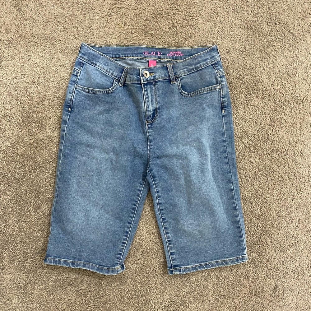 Girls Children’s Place Skimmer Denim Shorts size 14 - light blue
